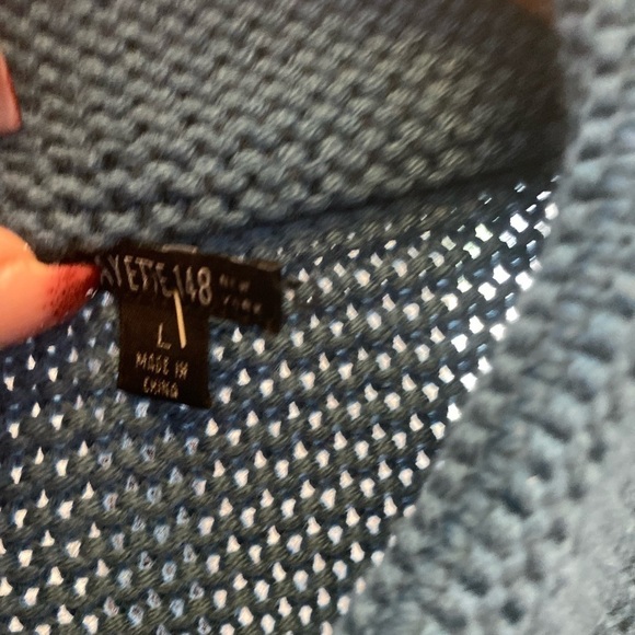 NWOT LAFAYETTE 148 NY FINE WOOL BLUE CARDIGAN SIZE L - Picture 9 of 9